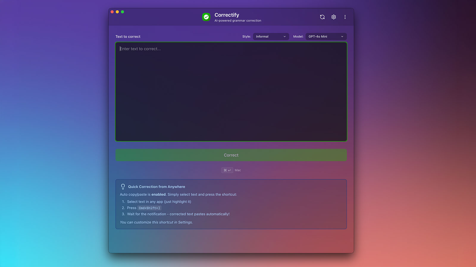 Correctify - A Privacy-First Grammar Correction App